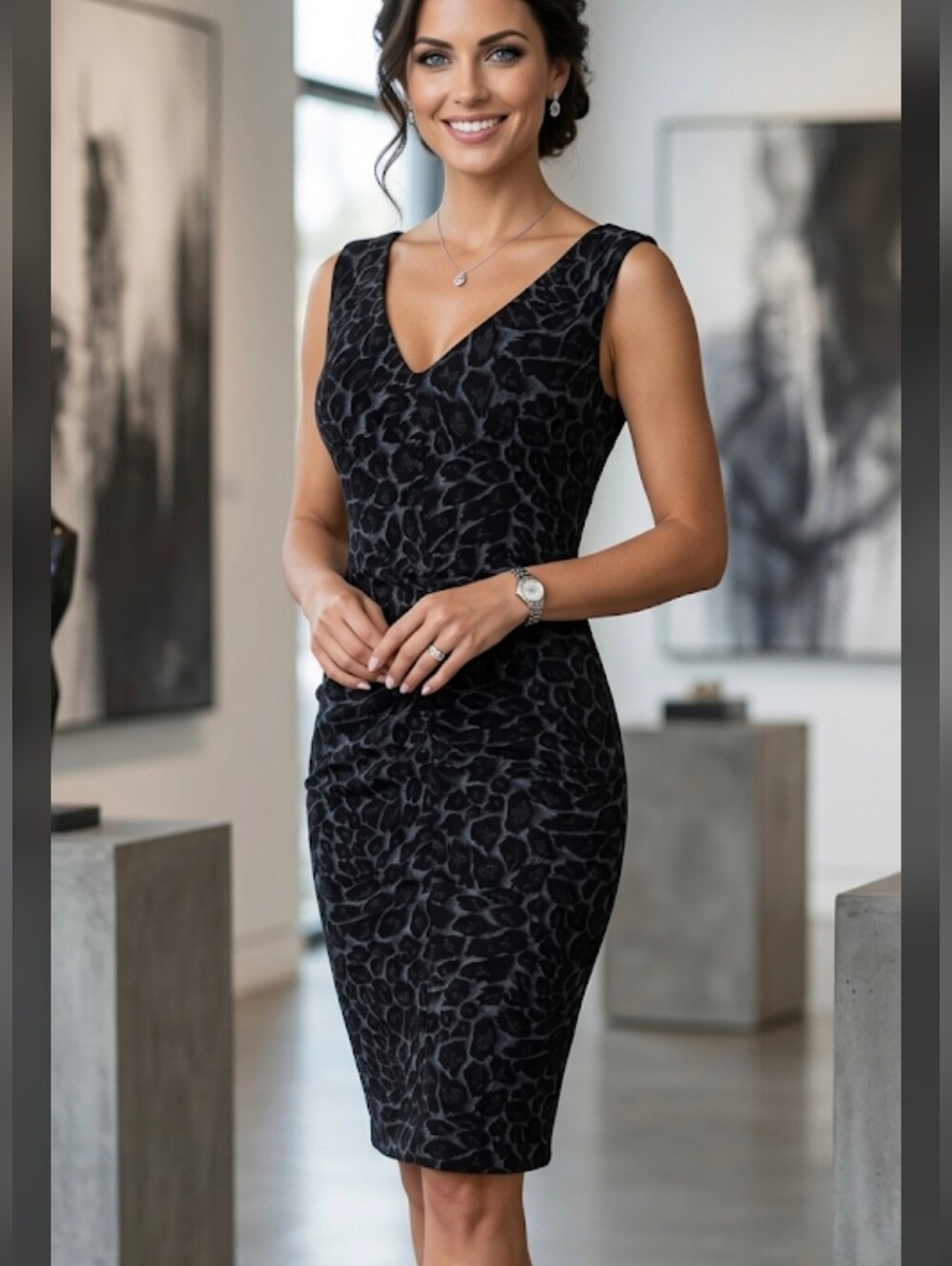 Maria Bonita Stretch Dress Size M / S No Size Tag Solid Sexy Elegant Black Color